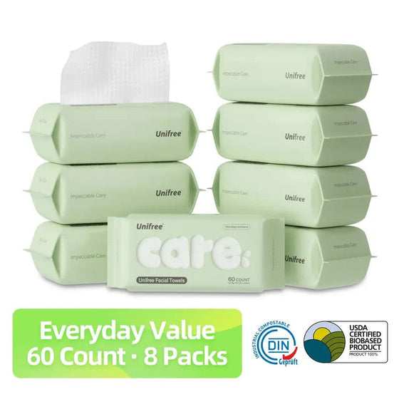[N] Unifree Disposable Face Towels, Plant Fiber Biodegradable Single-Use Towelettes, Soft Thick Facial Tissue Packs, Bathroom Home Supplies,  Plant Based Tissue,  Soft Facial Tissu