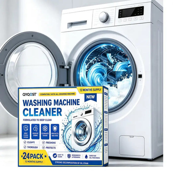 Household Washing Machine Cleaning Tablets - 24pcs Powerful Descaling Cleaner Pods, Easy-to-Use with Odour Control, Freshness Boost, Compatible with Front & Top Load Washers (1 Box