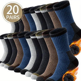 Women's Merino Wool Athletic Socks (20 Pairs for Adults) - Thick Padded, Dry-Wicking, Lightweight Merino Wool-Spandex Knit Mid-Calf, Cold Wash Safe, Dry Feet Solutions for Winter W