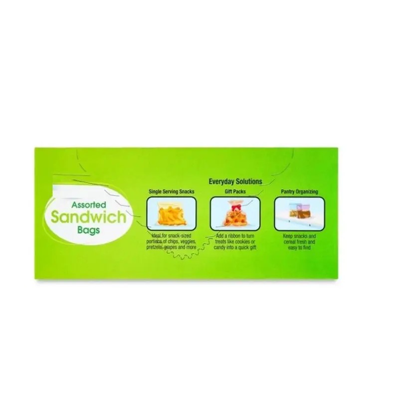Double Zipper Sandwich Bags, Assorted Colors, 100 Count