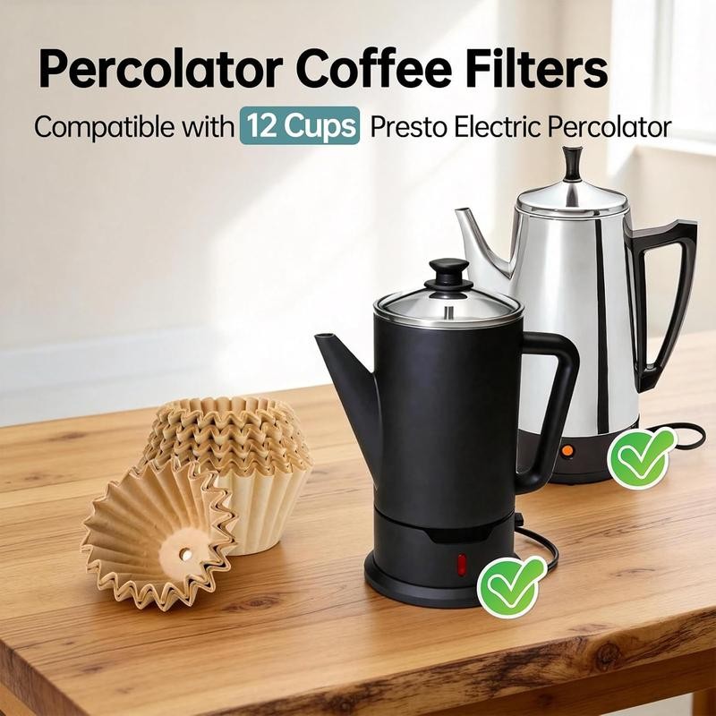 Percolator Coffee Filters Compatible with Percolator Coffee Pot Electric, Percolator Coffee Filters with Hole for 12 Cup Coffee Maker, Disposable Coffee Filters for Daily Use & off