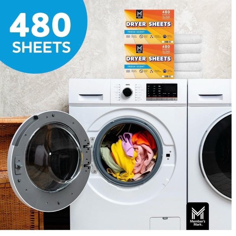 Member's Mark Fabric Softener Dryer Sheets, Fresh Scent, 480 ct.