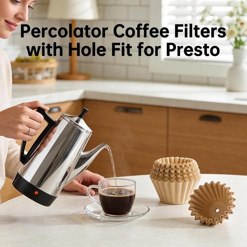 Percolator Coffee Filters Compatible with Percolator Coffee Pot Electric, Percolator Coffee Filters with Hole for 12 Cup Coffee Maker, Disposable Coffee Filters for Daily Use & off