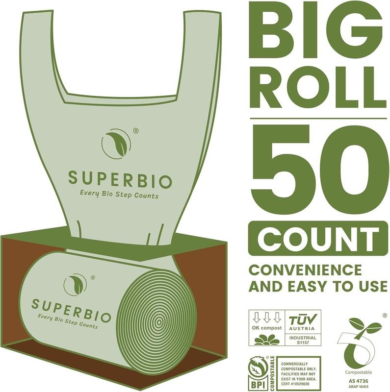 1.6 Gallon Compostable Food Scrap Bags For Counter Top Bin