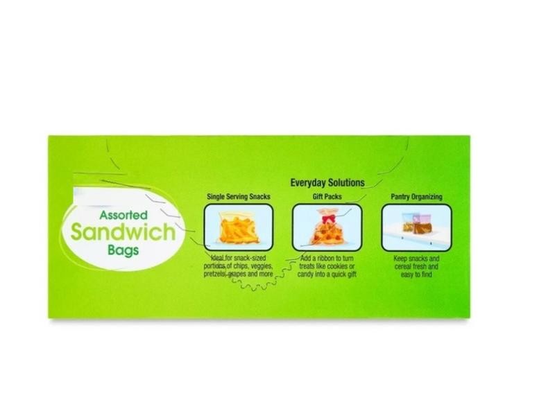 Double Zipper Sandwich Bags, Assorted Colors, 100 Count