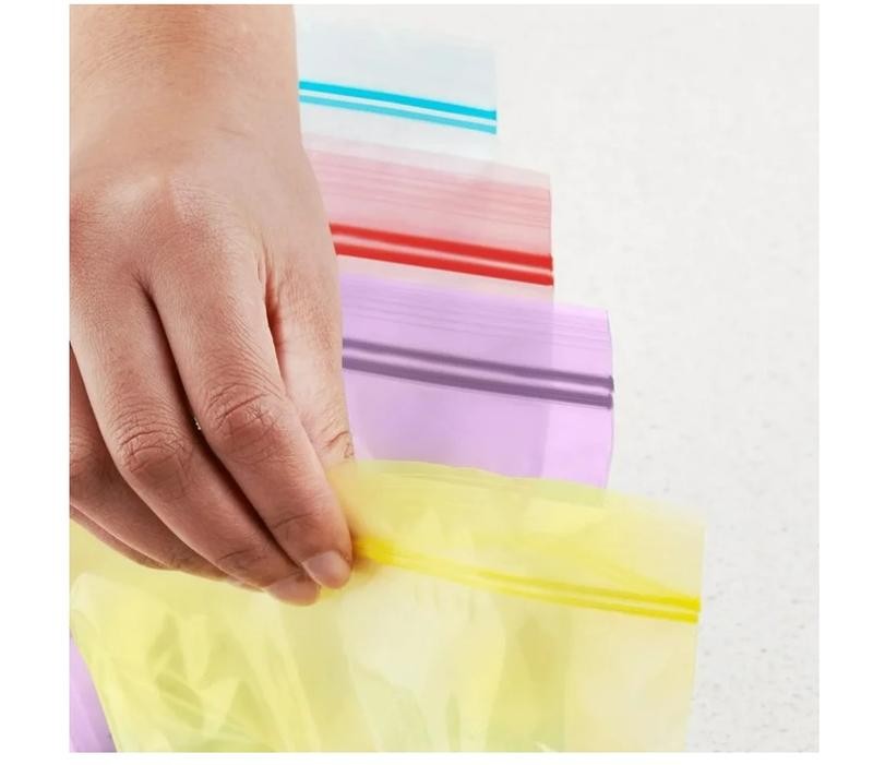 Double Zipper Sandwich Bags, Assorted Colors, 100 Count